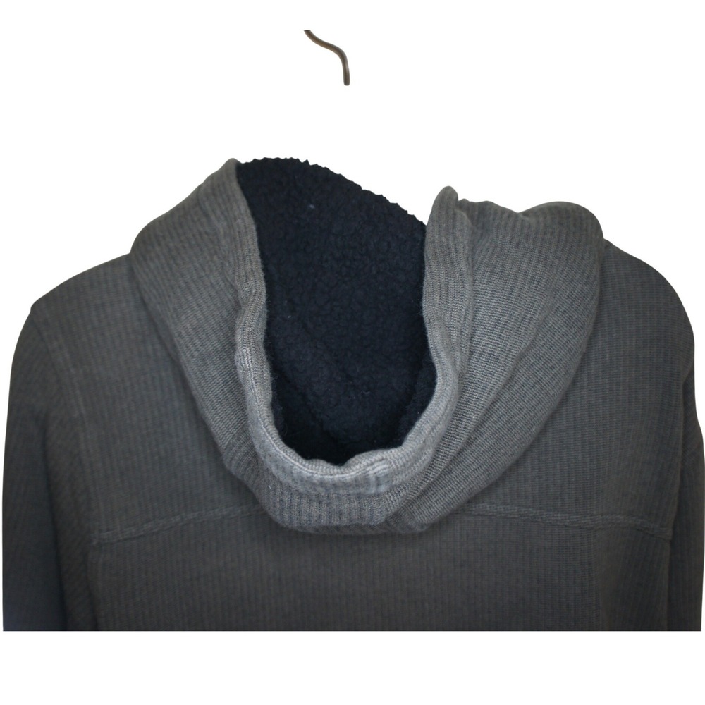 Billabong Hoodie Large Gray Waffle Knit Button Neck Pulover with Kangaroo Pocket - Picture 16 of 16